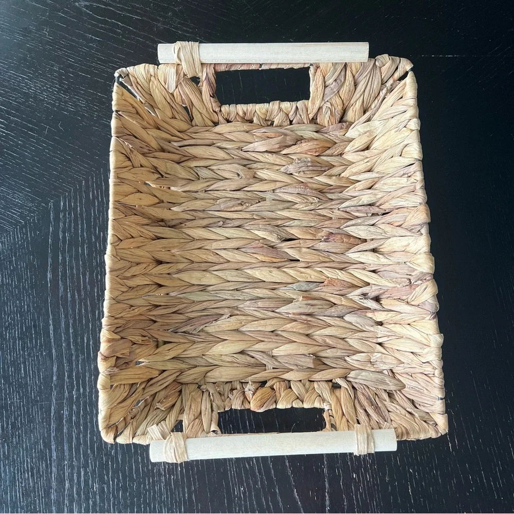 Woven Rectangular Basket with Handles 9x11in